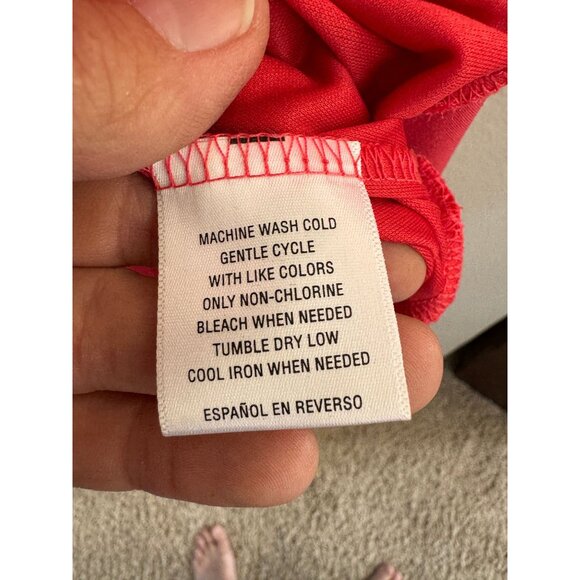 Style‎ & Co Women's Pink/Orange Blouse Size 1X short sleeve elastic round neck - Picture 3 of 6